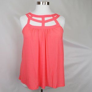 TORRID CORAL CRAPE CAGE STUDIO KNIT STRAPPY SWING TANK TOP